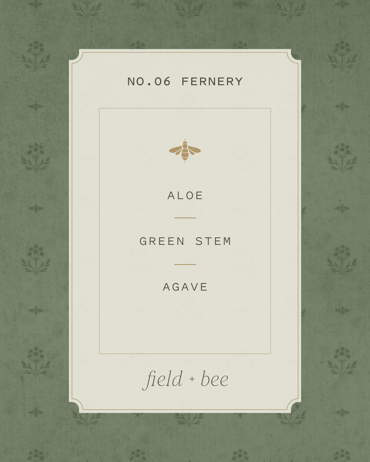 Field + Bee No. 06 Fernery scent card: Aloe, Green Stem, Agave