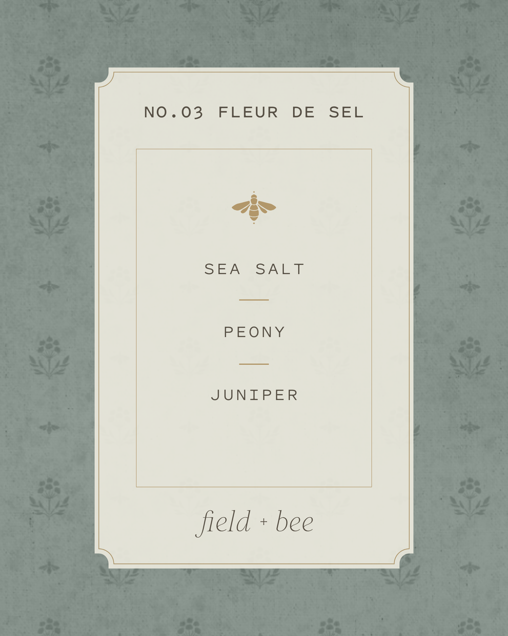 Field + Bee No. 03 Fleur de Sel scent card: Sea Salt, Peony, Juniper
