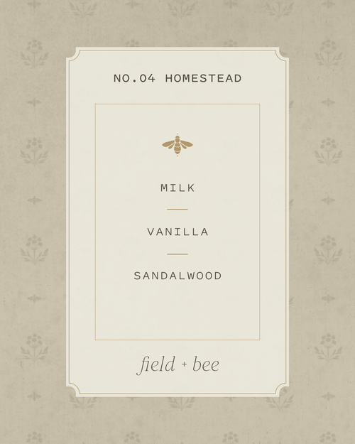 Field + Bee No. 04 Homestead scent card: Milk, Vanilla, Sandalwood