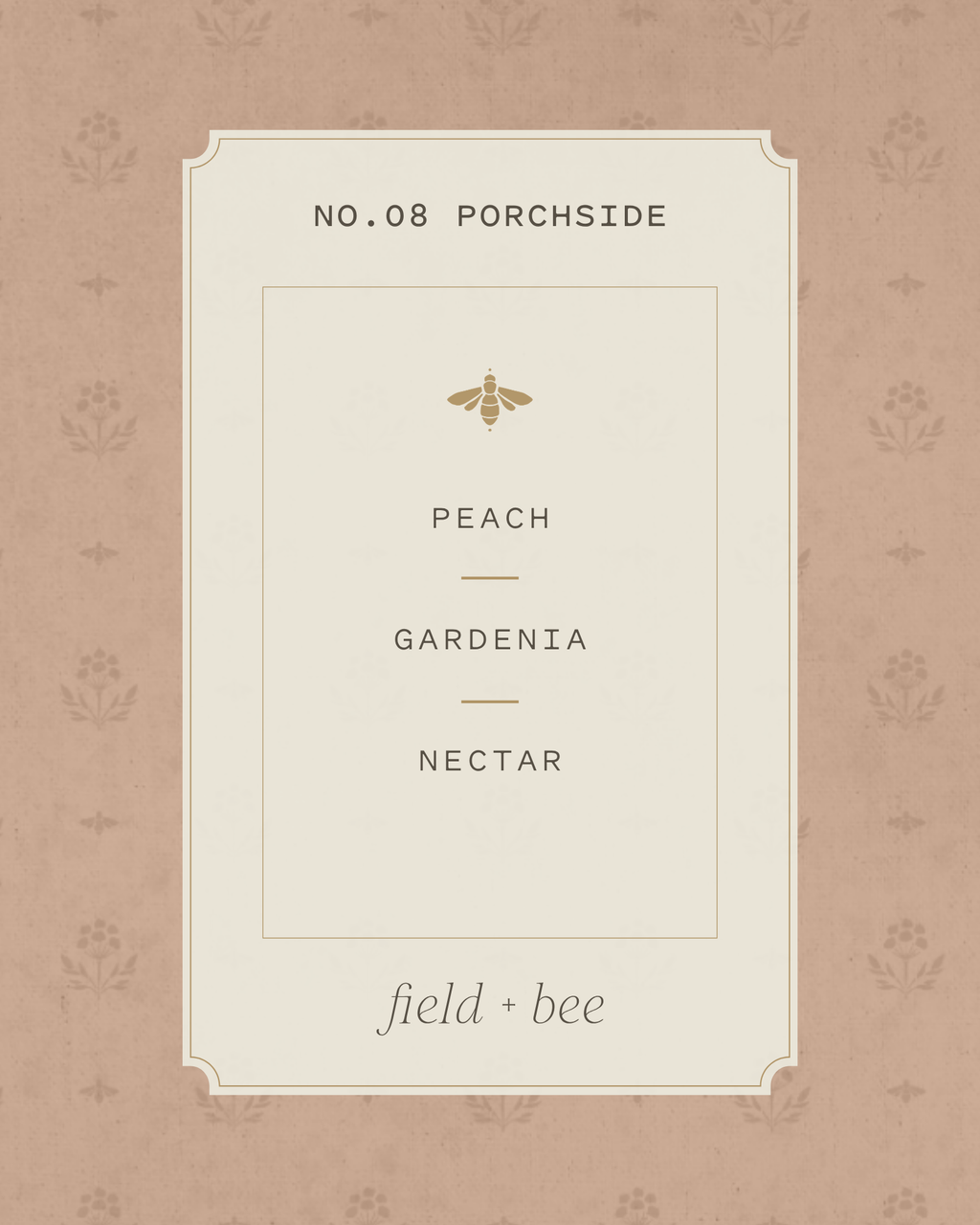 Field + Bee No. 08 Porchside scent card: Peach, Gardenia, Nectar