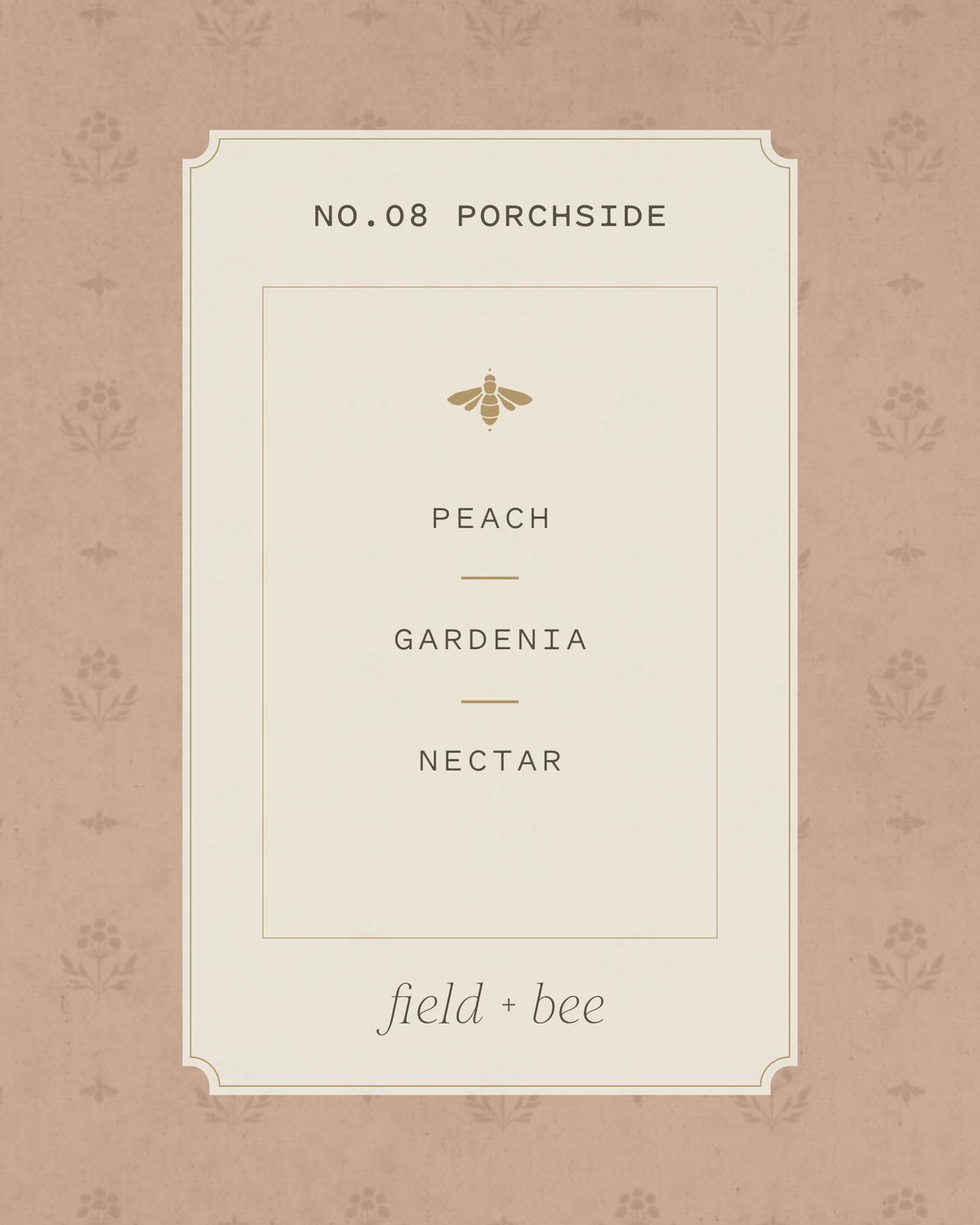 Field + Bee No. 08 Porchside scent card: Peach, Gardenia, Nectar